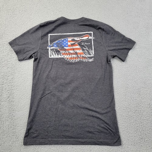 Dux Waterfowl Shirt Mens Medium Gray Hunting USA Logo Graphic Short Sleeve