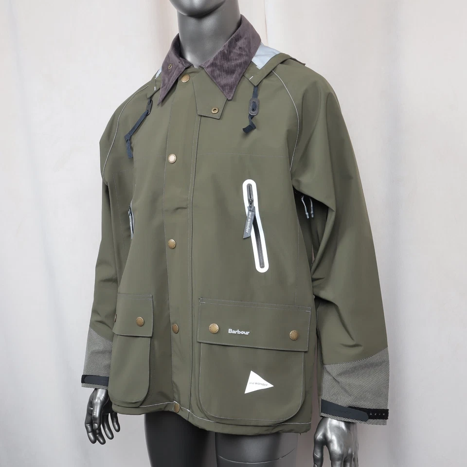 BARBOUR X AND WANDER Logo-Print Hooded Jacket In Green Size M - Image 3 of 4