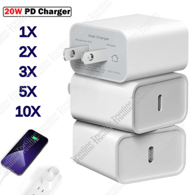 1-10X Lot 20W Super Fast Charger USB C For iPhone 15 14 13 12 11Pro Max Xs 8Plus
