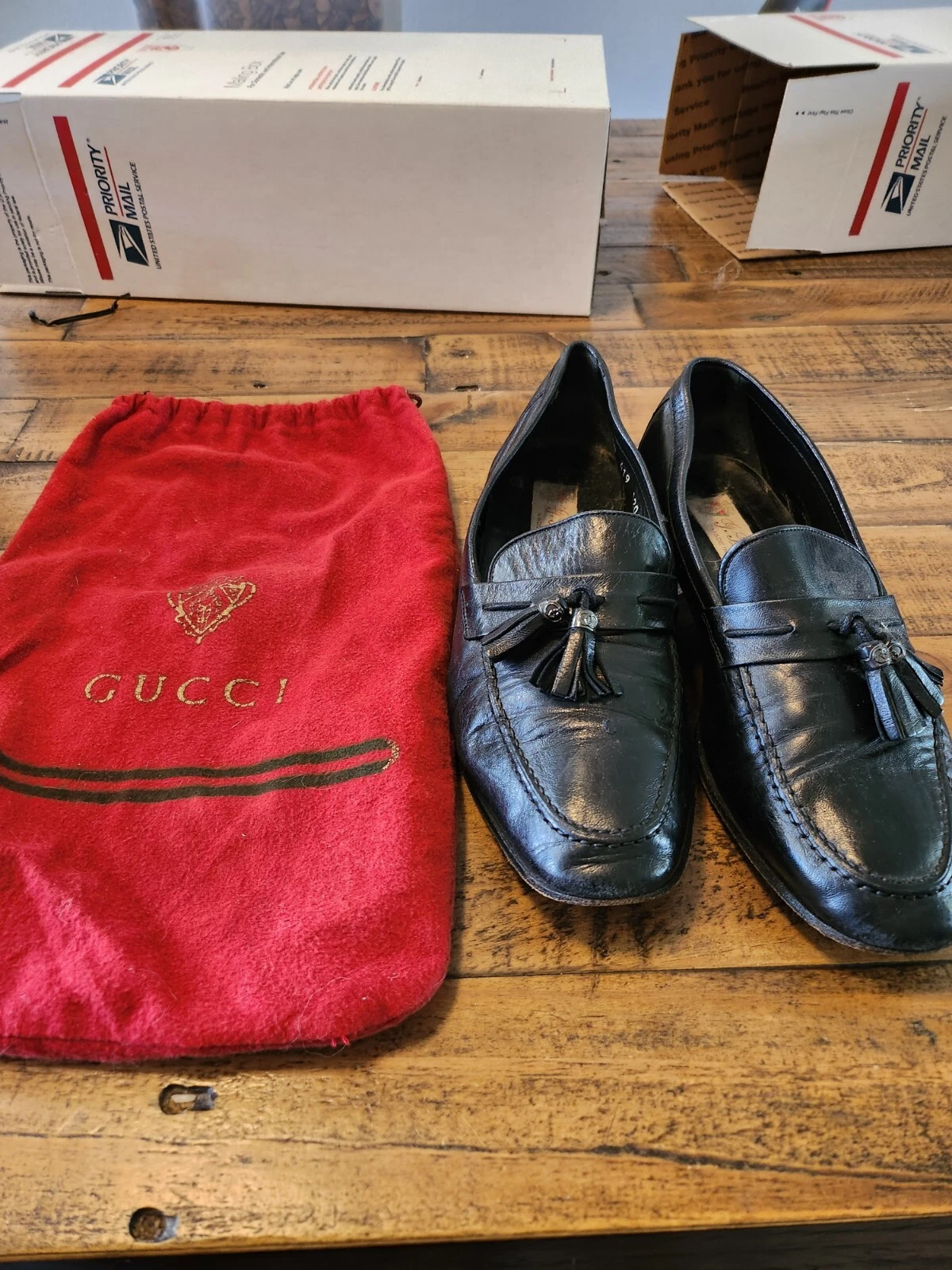 Mocassins vintage Gucci fabriqués en cuir noir UE 40,5 US 7,5 [k]