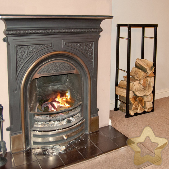 Decorative Fireplace Log Rack Indoor Outdoor 2 Foot Wood Firewood