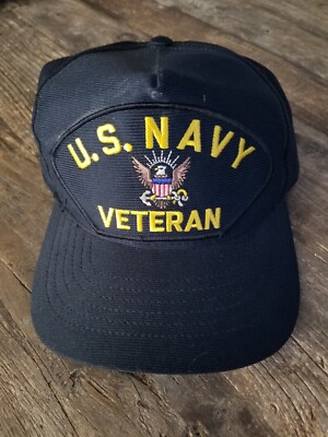 Vintage US Navy Veteran Hat Cap Snapback Mesh Eagle Crest