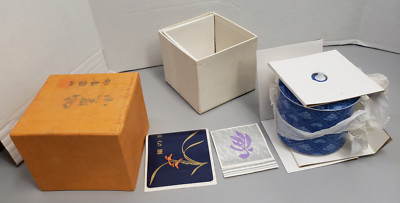 VINTAGE BLUE JAPANESE STACKING BOWLS with Lid 2 TIERS in Box MARKED 5 2 GN 1