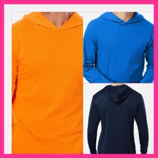 MEN HOODED T SHIRT LIGHT WEIGHT OUT DOOR WORK PROWORLD UNISEX L/S HOODED T-SHIRT