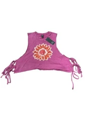 Women's Side-Tie Cropped Muscle Tank Top - Wild Fable Pink Floral M