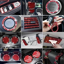 Shining Red Rhinestone Fashion Bling Car Decoration Accessories For Women Ladies