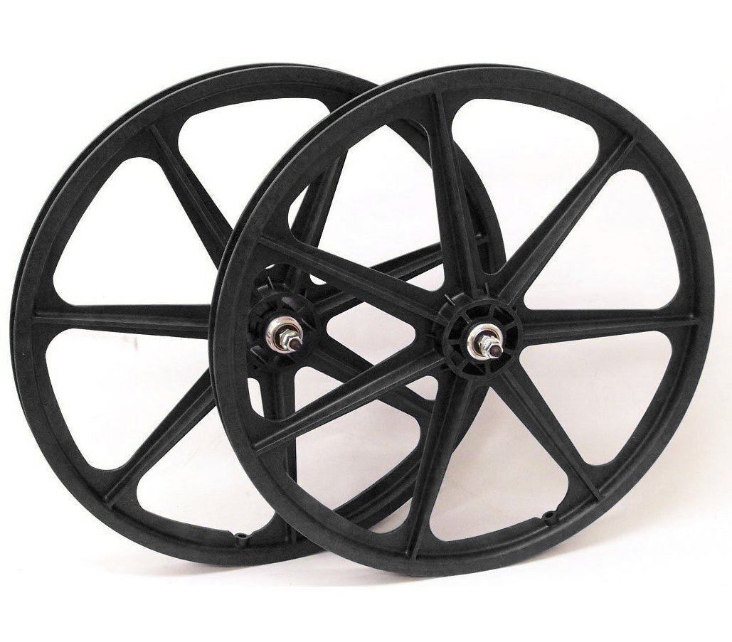 Skyway Tuff Wheels 24 Inch Pair Old School BMX Black Blue Skyway Tuff Wheels 24 Inch Pair Old School BMX Black Blue