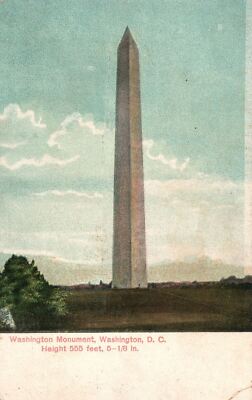 Vintage Postcard 1900s Washington Monument Tower Washington DC Tallest Structure