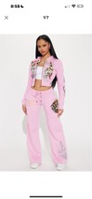 NIKE Girls 2 piece Pants Set t-shirt legging Athletic set Size 4 5 6 Pink Gray