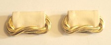 BLUETTE Signed Vintage Made in France White Leather Gold Tone Shoe Clips