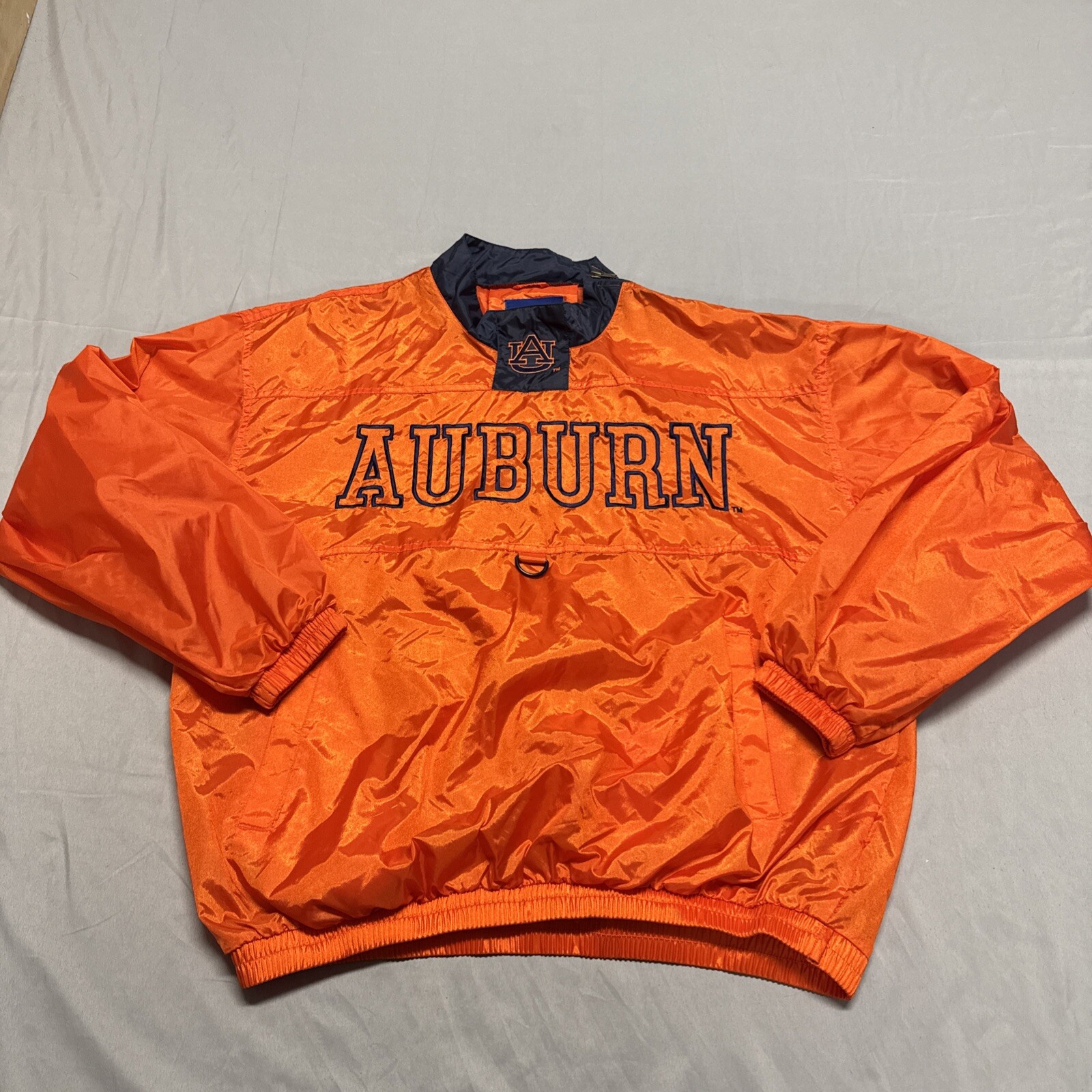 Vintage Auburn Tigers Orange NCAA Shoulder Zip Windbreaker Pullover Jacket