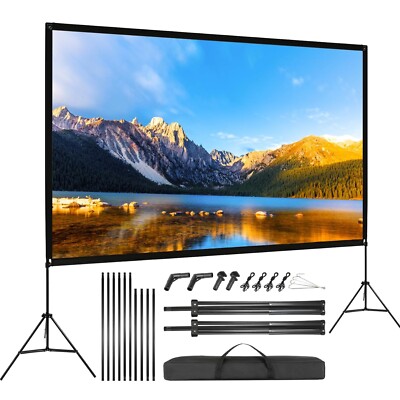 120 Inch Portable Projector Screen with Tripod - Ideal for Outdoor Use