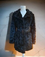 Womas Lucid Vintage Fever Black Faux Fur Coat With Belt 10 Uk