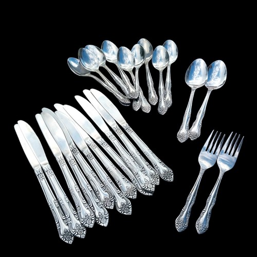 Floral Flower Swoop Hibiscus Rogers Korea 24 Piece Flatware Stainless Steel  - 第 2/5 張圖片