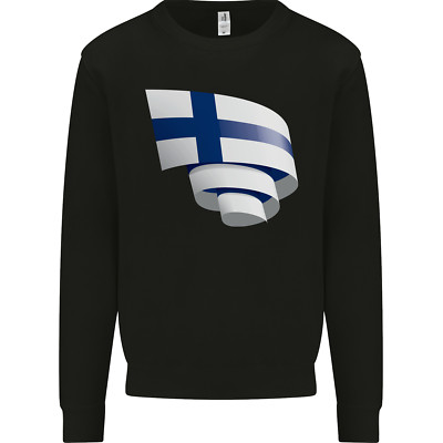 Curled Finland Flag Finnish Day Football Herren Sweatshirt Pullover