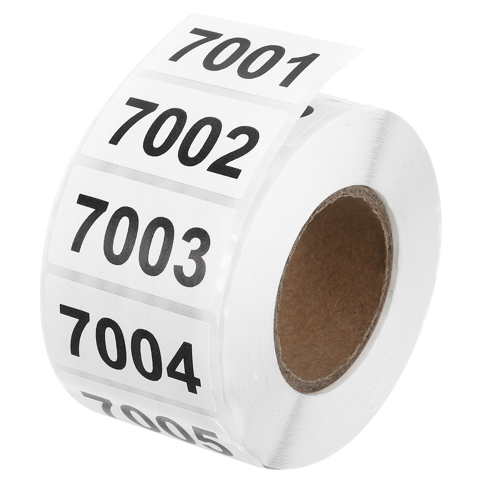Consecutive Number Stickers, 7001-8000 Inventory Label Numbers, White