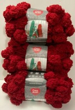 Red Heart Pomp A Doodle Jumbo Yarn Red Hot Christmas 3 Skeins Crafts Knitting