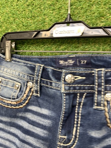Miss Me Signature Mid Rise Straight Jeans Womens 27 Flap Pocket Y2K Grunge Punk - Picture 7 of 16