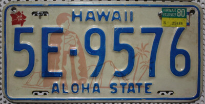 Hawaii Nummernschild USA Kennzeichen ALOHA STATE Auto Schild License Plate .9576