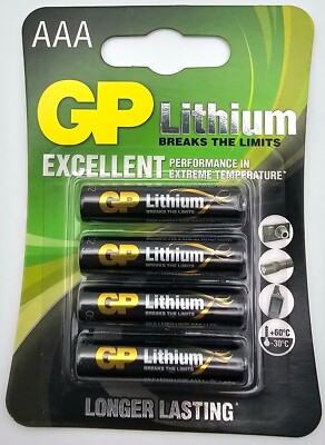 4er Pack AAA GP Lithium Excellent Batterien 1,5V MHD 05/2032