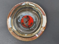 Vtg Cigarette Cigar Ashtray Iridescent Glass Eagle Lake Marina Edwardsburg Mi