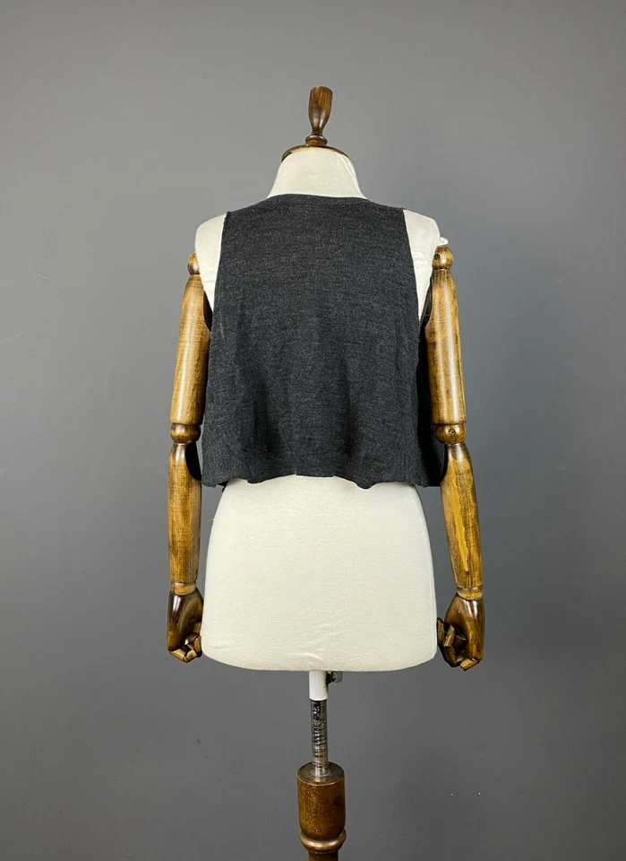 PRADA MILANO Grey Open Front Sleevless Cardigan Sweater Size 38 - Image 3 of 4