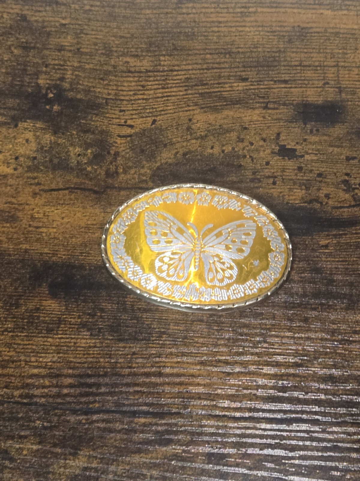 Vintage Butterfly Engraved Gold Plated Ladies Belt Buckle Made in USA