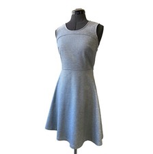 Womens XS Gray Sleeveless Fit Flare Dress Casual Cocktail Merona Stretch Knit