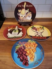 Pottery Barn Wine Bar Cocktail Salad Plates Set of 4 Assorted 8 1/4" 