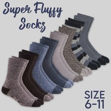 Mens Fluffy Cosy Slipper Socks Super Soft Non Slip Warm Thermal Bed Size UK 6-11