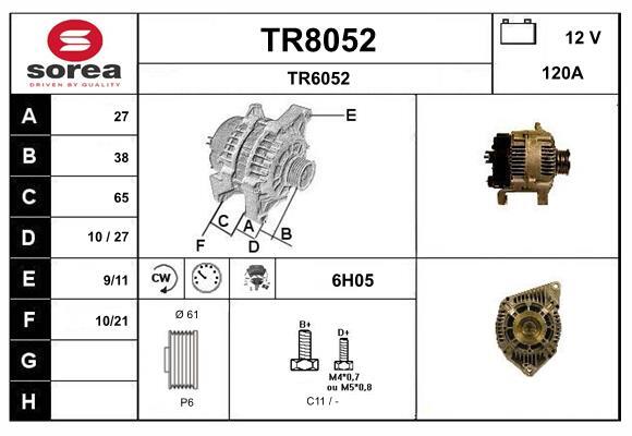 Alternateur SNRA TR8052 charge stable 90A pour Renault Megane Scenic