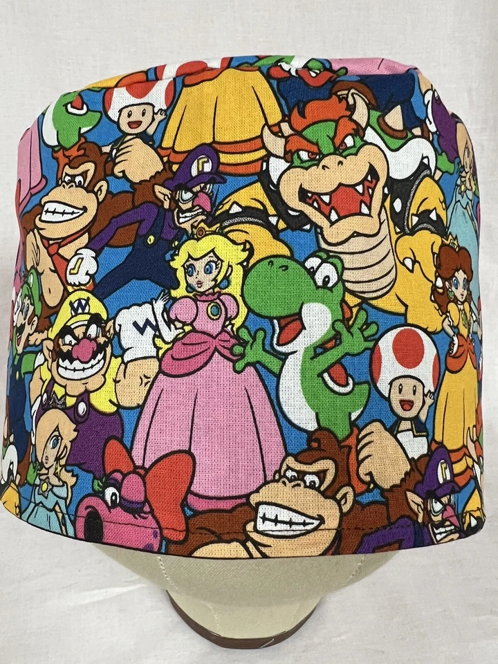 Men/Women Surgical Scrub Cap Lined Party Characters 100% Cotton - Image 3 of 4