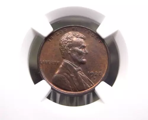 1928 "S" Lincoln WHEAT Cent Penny 1c NGC MS63 RB #033 Red Brown Unc ECC&C, Inc.