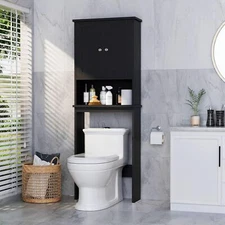 Meilocar Over The Toilet Storage Cabinet , Black Bathroom StorageBlack