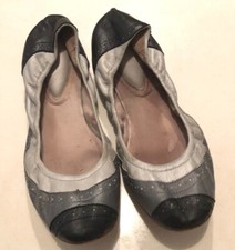 BLOCH tri-color metallic Grey leather Ballet Flats