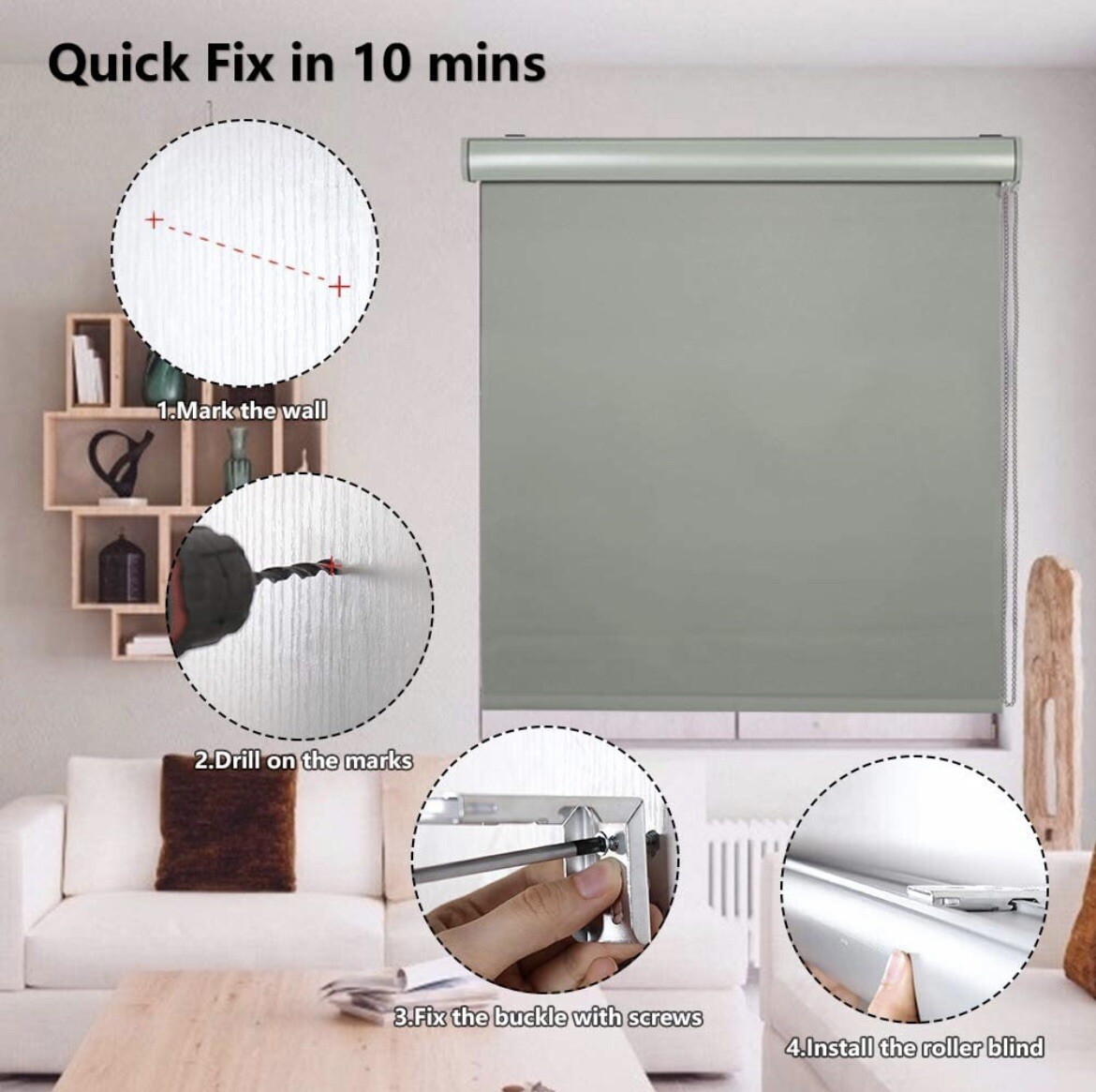 Blackout Roller Shades Window Blinds With Valance Cover Waterproof 23&rdquo;w x 72&rdquo; H