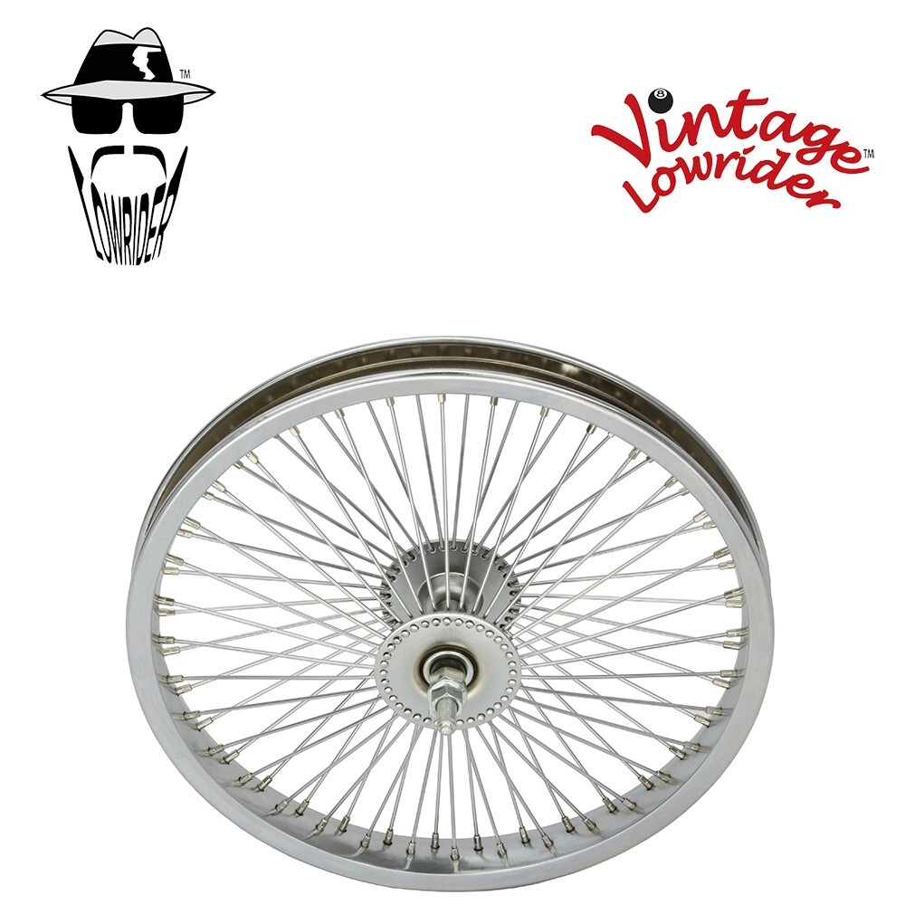Vintage Lowrider Chrome 16 Inch Front Or Coaster Wheel 72 Spoke 14G 3/8 Axle.