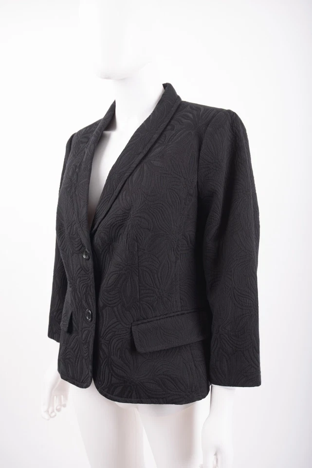 Traje Abrigo Chaqueta Blazer Talbots Mujer Talla 12 Negro Floral Texturizado Flores Nuevo con Etiquetas Foto 3 de 4