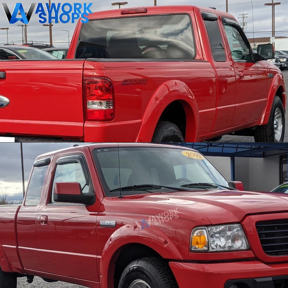 Fits 99-11 Ford Ranger In Channel Window Visor Vent Rain Guard Shade & White V6 Foto 2 de 4