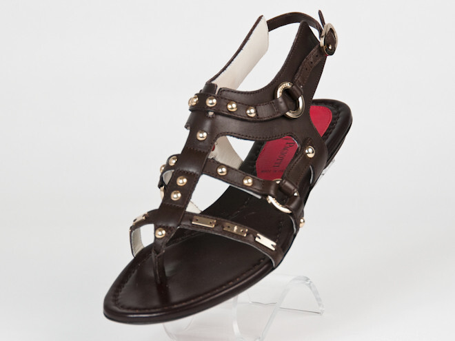 New Cesare Paciotti Brown Gladiator Leather Studded Sandals  display picture 3