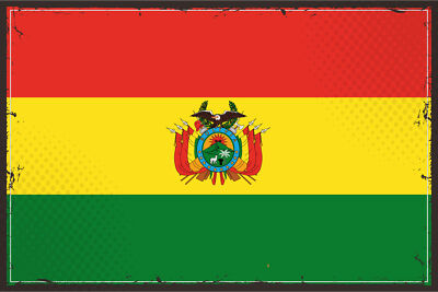 Holzschild 18x12 Boliviens Retro Flag of Bolivia Wand Deko Bar Kneipe Sammler Ge