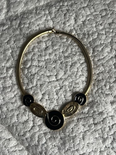 Vintage Gold And Black Y2K Women’s Chunky Statement Necklace - Picture 2 of 5