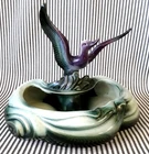 VTG HULL ART POTTERY 11" MALLARD DUCK ON POND PURPLE GREEN 104 PLANTER DISH BOWL