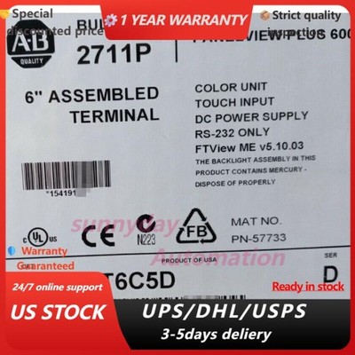 1PC New AB 2711P-T6C5D PanelView Plus 600 Factory Seal Fast Shipping US Free Tax