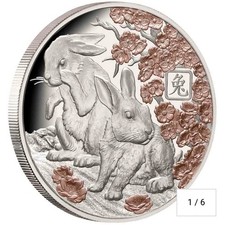 2023 Lunar Year of the Rabbit Rose-Gold Plated loz Silver $5 Proof Coin