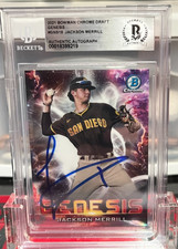 Jackson Merrill Rookie Auto 2021 Bowman Chrome Genesis Auto BAS SLAB Auto