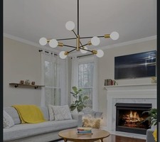 Sputnik Chandelier Ceiling Light - 8 Lights Modern Black, E27 Height Adjustable