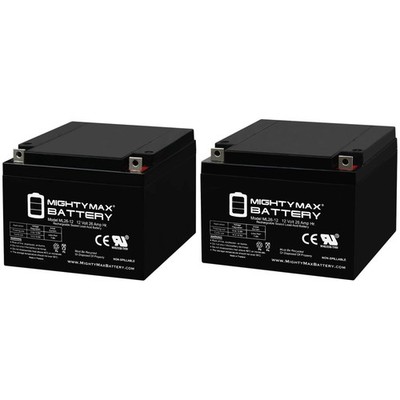 Mighty Max ML26-12 12V 26AH T3 Terminal - Sealed Lead Acid Battery - 2 Pack