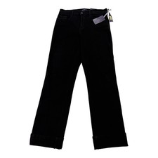 NYDJ Marilyn Straight Jeans Women Size 12 Black 5" Cuff Made In USA