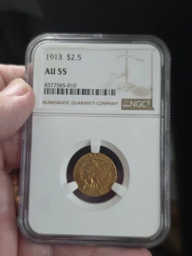 1913 INDIAN HEAD QUARTER EAGLE $2.5 GOLD NGC AU55